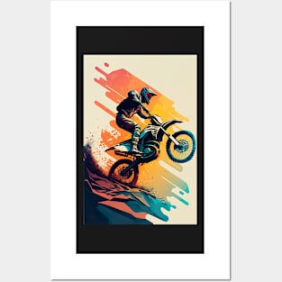 Dirt bike wheelie- Orange minimalistic Posters and Art